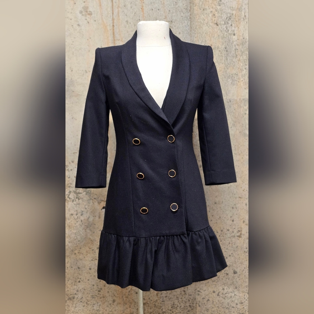 Zara Black Double-Breasted Jacket Dress